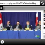 Screenshot from an iPhone showing the inaugural live webcast of the Nov. 3 council meeting